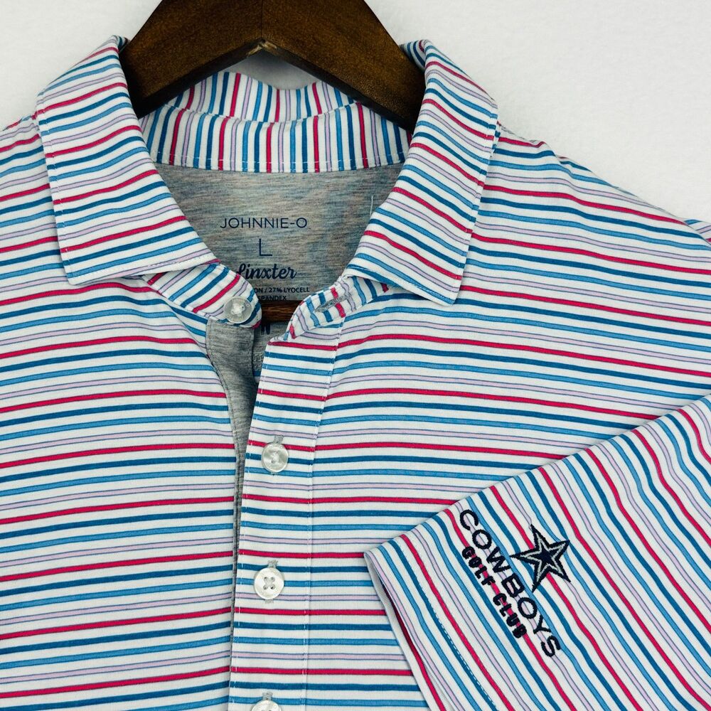Johnnie-O Linxter Striped Golf Polo Men's L Dallas Cowboys Golf Club